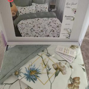 סט מצעים פרחוני דו-צדדי – צבע ירקרק טורקיז לבן – זוגי 180/200 – דגם 12-5