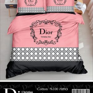 סט מצעים דיור למיטה וחצי בגווני ורוד עתיק כהה בשילוב שחור