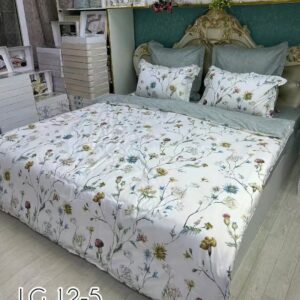 סט מצעים פרחוני דו-צדדי – צבע ירקרק טורקיז לבן – זוגי 180/200 – דגם 12-5