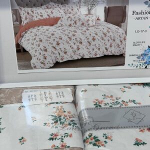 סט מצעים פרחוני דו-צדדי – צבע וורוד כתמתם – זוגי 180/200 – דגם 17-3